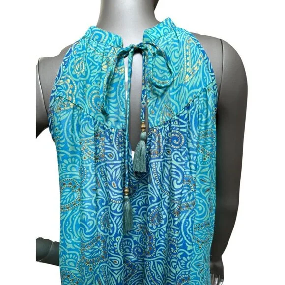 Sunny Oceans Long Glitter Floral Beach Wrap Dress Size L Large - Picture 3 of 7